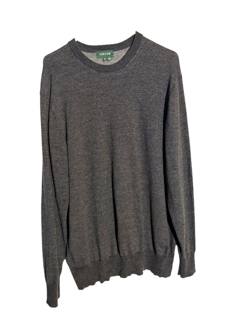 Orvis Men's Gray Merino Wool Cotton Blend Crewneck Sweater Size L